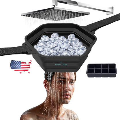 Astral Glow Ice Shower, Ice Plunge Tub - Cold Shower Attachment for Cryotherapy - XL Ice Cube Tray Included - Black, Instant Set-up for Convenient Ice Baths - Ice Bath Tub, Cold Shower Chiller